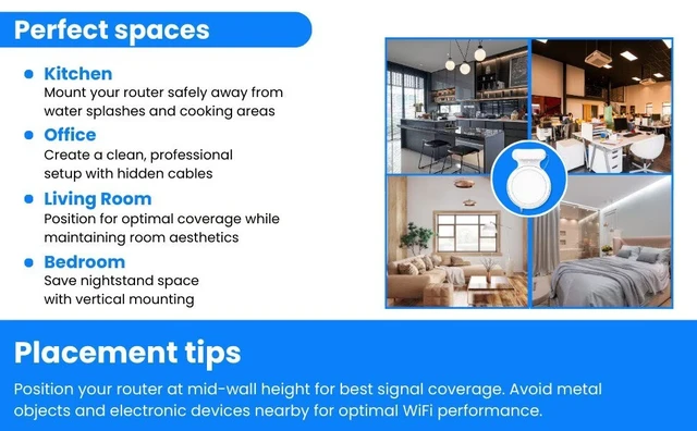 Alt view image 7 of 7 - LOVE Wall Mount for Deco BE23, BE25 WiFi 7 Mesh (2 Pack) | Fits Deco BE25, BE23, BE26, BE3600, BE5000, WB7200, WB10800 & WB14400, ABS Space-Saving Bracket with Cable Management