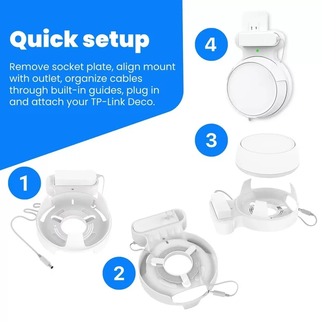 Alt view image 5 of 7 - LOVE Wall Mount for Deco BE23, BE25 WiFi 7 Mesh (2 Pack) | Fits Deco BE25, BE23, BE26, BE3600, BE5000, WB7200, WB10800 & WB14400, ABS Space-Saving Bracket with Cable Management