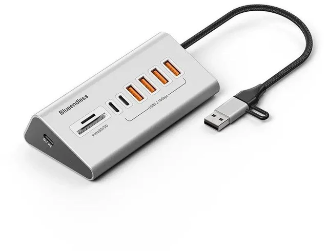 Main image of USB C Hub 8 In 1 Type C Hub USB-C 8-In-1 Multiport 3.2 10Gbps Highspeed USB Hub with SD TF 3.0 Card Reader for External Drive