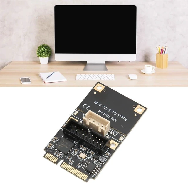 Alt view image 3 of 7 - Mini PCIe to USB 3.2 Gen1 19-Pin Expansion Card, 5Gbps Front Panel Adapter with USB Hot-Swap and Main Control Chip for Windows Systems