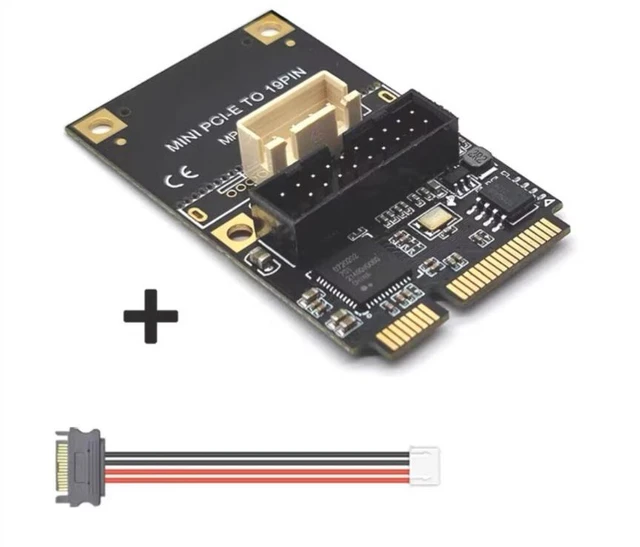 Alt view image 7 of 7 - Mini PCIe to USB 3.2 Gen1 19-Pin Expansion Card, 5Gbps Front Panel Adapter with USB Hot-Swap and Main Control Chip for Windows Systems