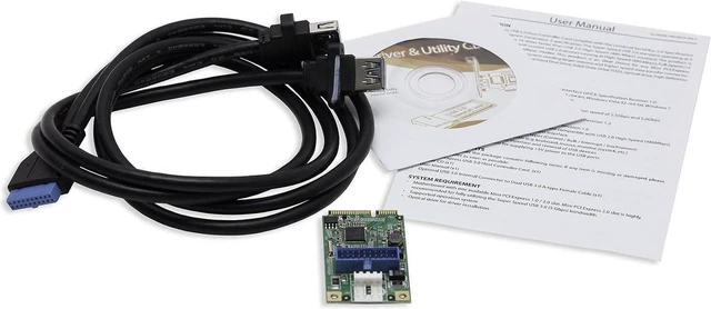 Alt view image 6 of 6 - Syba 19-Pin USB 3.0 Header Mini PCI-Express Card with Female USB 3.0 Cable SD-MPE20142