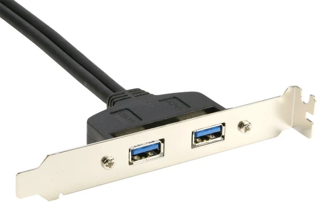 Alt view image 4 of 6 - 2 Ports USB 3.0 Female Back Panel to MB 20pin Header Connector Cable Adapter with PCI Slot Plate Bracket 1.5ft