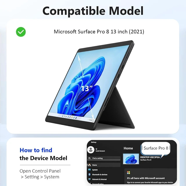 Alt view image 6 of 7 - Bundle- Surface Pro 8 Case 13 inch and 2 Pack Tempered Glass Screen Protector