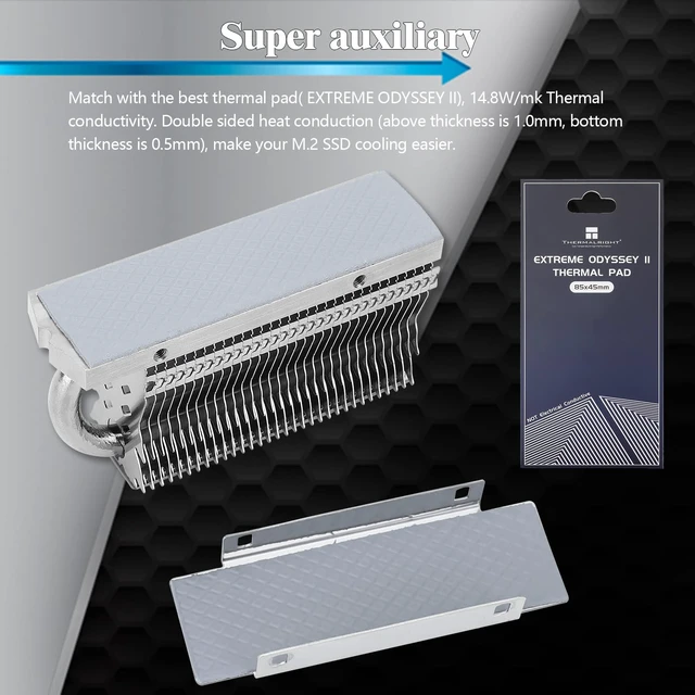 Alt view image 3 of 6 - HR-09 2280 SSD Heatsink, Contains a Heat Pipe, Double-Sided Heat Sink, Reflow Soldering Process, with Thermal Silicone Pad for M.2 SSD Hard Disk, Computer and PC