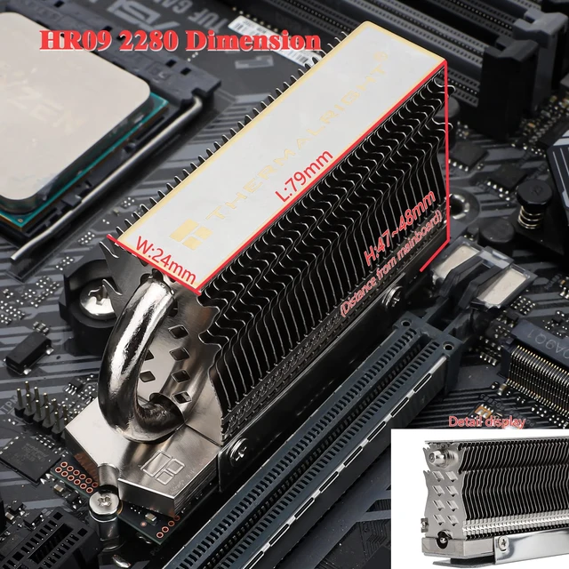 Alt view image 6 of 6 - HR-09 2280 SSD Heatsink, Contains a Heat Pipe, Double-Sided Heat Sink, Reflow Soldering Process, with Thermal Silicone Pad for M.2 SSD Hard Disk, Computer and PC