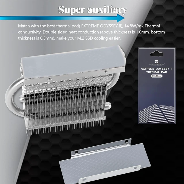 Alt view image 3 of 6 - HR-09 2280 PRO SSD heatsink, Double-Sided Heat Sink, Contains a Heat Pipe, Reflow Soldering Process, with Thermal Silicone Pad for M.2 SSD Hard Disk, Computer and PC