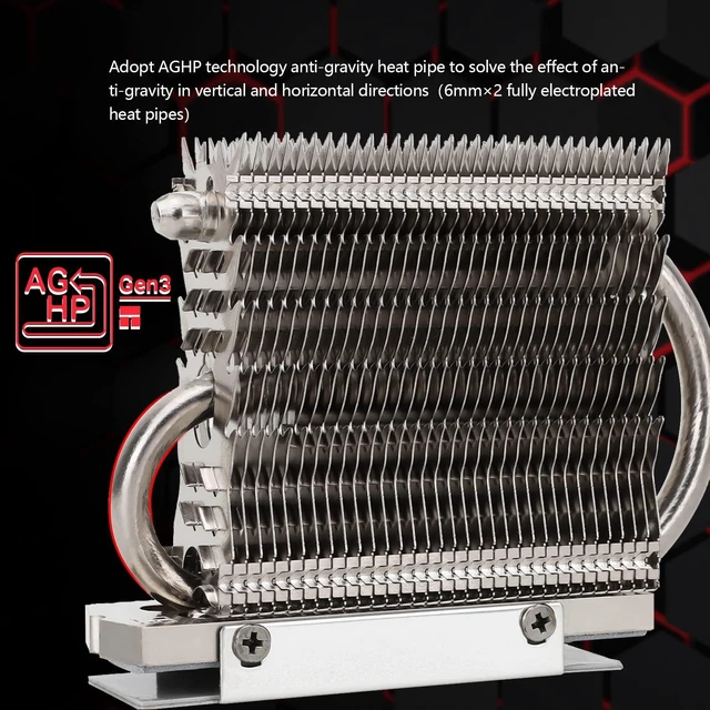 Alt view image 2 of 6 - HR-09 2280 PRO SSD heatsink, Double-Sided Heat Sink, Contains a Heat Pipe, Reflow Soldering Process, with Thermal Silicone Pad for M.2 SSD Hard Disk, Computer and PC