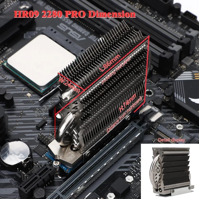Alt view image 6 of 6 - HR-09 2280 PRO SSD heatsink, Double-Sided Heat Sink, Contains a Heat Pipe, Reflow Soldering Process, with Thermal Silicone Pad for M.2 SSD Hard Disk, Computer and PC