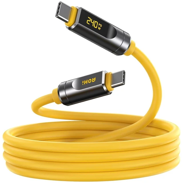Main image of USB4 2.0 Cable, LED Display 6.6ft, 240W PD3.1 Fast Charging
80Gbps Data Transfer, Dual 8K Display, The Adonis USB C Cable for MacBook Pro/iPhone 17 Pro Max/Galaxy/SSD/Docking, Yellow