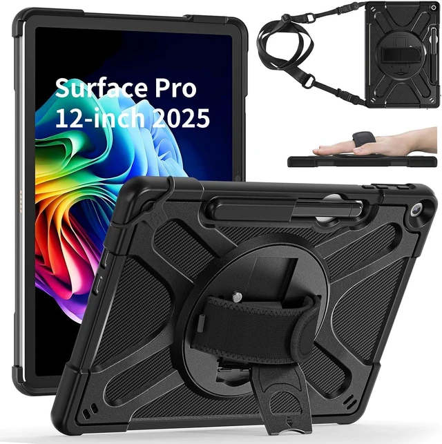 Main image of Protective Case for Microsoft Surface Pro 12 2025 and 2026,12 inch
Slim TPU Shockproof Hard Case with 360 Rotating Kickstand,Pen Holder and Hand Strap Compatible with Type Cover Keyboard