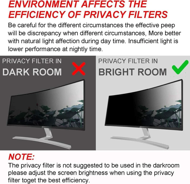 Alt view image 3 of 7 - Protect Computer Privacy - 34 Inch 21:9 Aspect Ratio Computer Privacy Screen Protector Privacy Filter for Widescreen/Curved Screen Computer Monitor - Anti-Glare