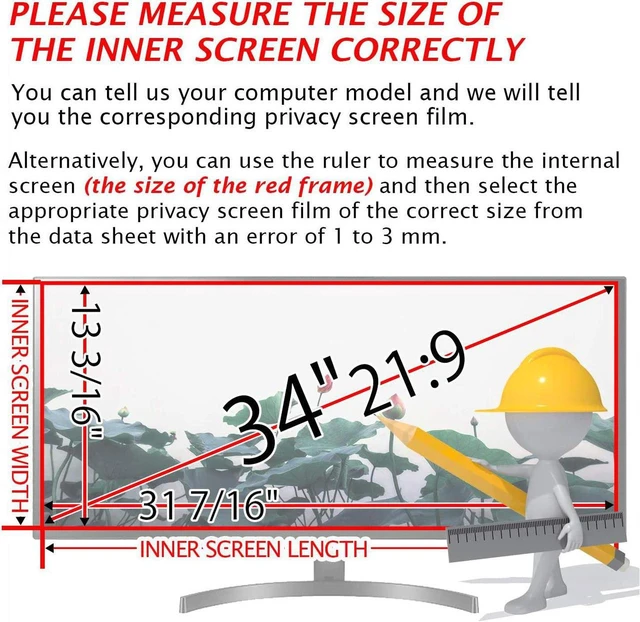 Alt view image 2 of 7 - Protect Computer Privacy - 34 Inch 21:9 Aspect Ratio Computer Privacy Screen Protector Privacy Filter for Widescreen/Curved Screen Computer Monitor - Anti-Glare