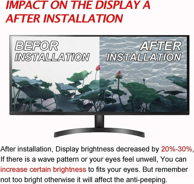 Alt view image 5 of 7 - Protect Computer Privacy - 34 Inch 21:9 Aspect Ratio Computer Privacy Screen Protector Privacy Filter for Widescreen/Curved Screen Computer Monitor - Anti-Glare