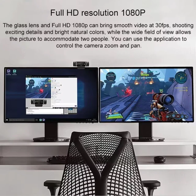Alt view image 2 of 7 - C922 Pro PC Webcam, Full HD 1080p/30fps or 720p/60fps Video, HD Light Correction, Works with Microsoft Teams, Google Meet, Zoom, Nintendo Switch 2s new GameChat mode, Mac/Tablet- Black