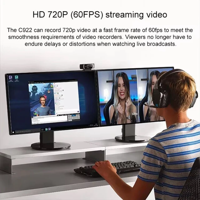 Alt view image 3 of 7 - C922 Pro PC Webcam, Full HD 1080p/30fps or 720p/60fps Video, HD Light Correction, Works with Microsoft Teams, Google Meet, Zoom, Nintendo Switch 2s new GameChat mode, Mac/Tablet- Black