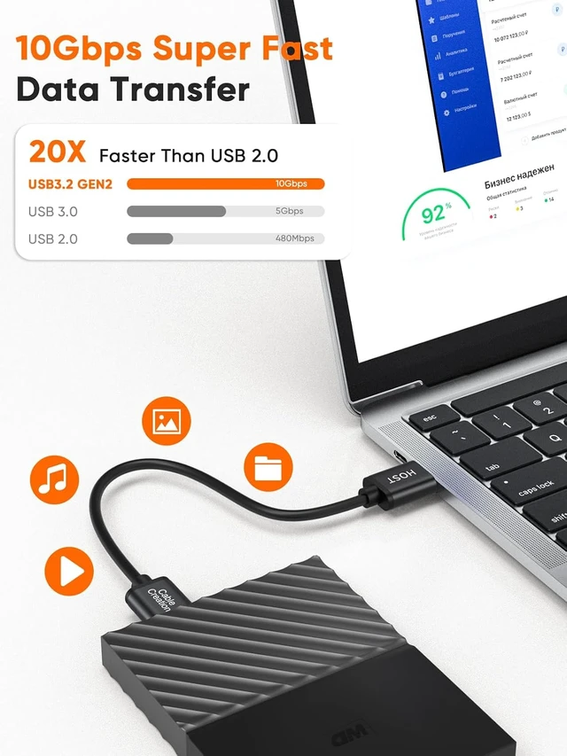 Alt view image 4 of 5 - USB 3.0 Micro B Cable 3.3FT, USB to Micro B Hard Drive Cable
10Gbps High-Speed, Nylon Braided, External Hard Drive Cord Compatible with Hard Drive