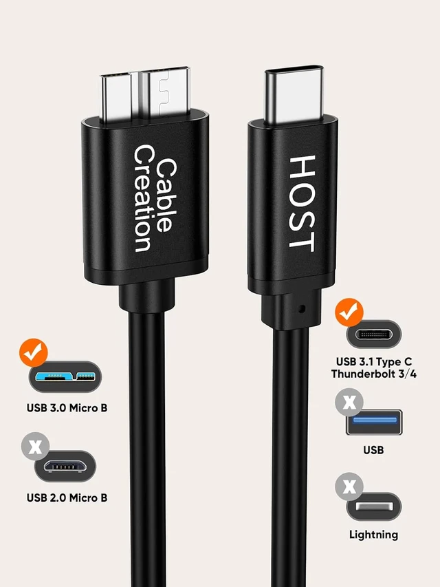 Alt view image 2 of 7 - 3.3ft USB C 3.1 Type C to Micro B Hard Drive Cable for iPhone/Laptop/Camera
USB C hard drive Cable 10Gbps High Speed / 1ft~4ft/ for Hard drive My Password/Thunderbolt 3 Compatible
