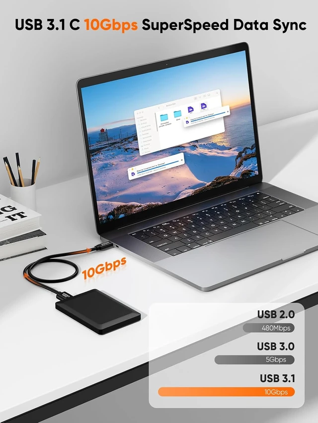 Alt view image 6 of 7 - 3.3ft USB C 3.1 Type C to Micro B Hard Drive Cable for iPhone/Laptop/Camera
USB C hard drive Cable 10Gbps High Speed / 1ft~4ft/ for Hard drive My Password/Thunderbolt 3 Compatible