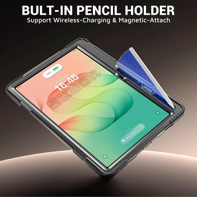 Alt view image 3 of 7 - Case for Galaxy Tab S12+ Plus: Galaxy tab S12+ 2026 12.6"
Shockproof Heavy Duty Full Body Protective Cover with Hand Strap & Kickstand, Shoulder Strap, S Pen Holder Black
