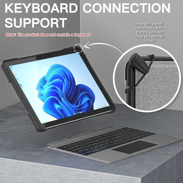 Alt view image 6 of 6 - Case for Microsoft Surface Go 4/3/2/1-10.5 inch Black
Protective Shockproof Durable Cover Rotating Stand & Handle Strap Built-in Stylus Holder Compatible with Type Cover Keyboard