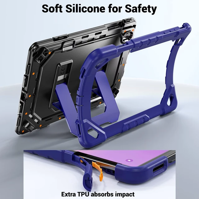 Alt view image 4 of 7 - Rugged Case for Galaxy Tab S12+/S12 Plus, 12.6 inch 2026
SM-X840 X846B Heavy Duty Shockproof Case with Pen Holder, Kickstand, Hand & Shoulder Strap