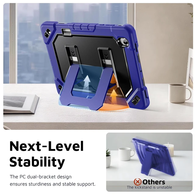 Alt view image 5 of 7 - Rugged Case for Galaxy Tab S12+/S12 Plus, 12.6 inch 2026
SM-X840 X846B Heavy Duty Shockproof Case with Pen Holder, Kickstand, Hand & Shoulder Strap