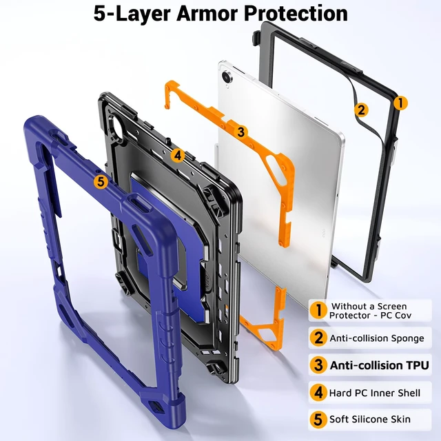 Alt view image 2 of 7 - Rugged Case for Galaxy Tab S12+/S12 Plus, 12.6 inch 2026
SM-X840 X846B Heavy Duty Shockproof Case with Pen Holder, Kickstand, Hand & Shoulder Strap