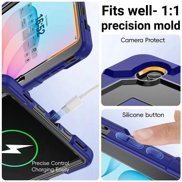 Alt view image 3 of 7 - Rugged Case for Galaxy Tab S12+/S12 Plus, 12.6 inch 2026
SM-X840 X846B Heavy Duty Shockproof Case with Pen Holder, Kickstand, Hand & Shoulder Strap