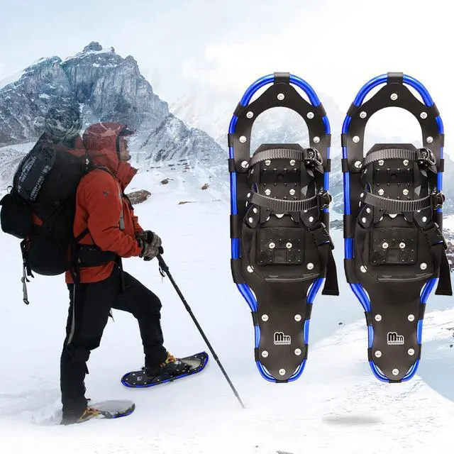 Alt view image 6 of 7 - Snowshoes, Aluminum Snow Shoes for Men and Women with Snowshoes Poles, Outbound Snowshoes with Carrying Bag and Adjustable Trekking Poles, Adult Snowshoe Kit 30 Blue