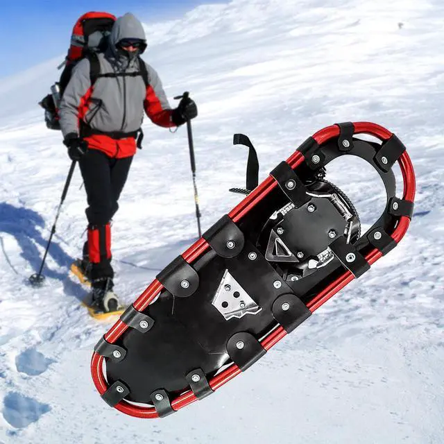 Alt view image 6 of 6 - Snowshoes, Aluminum Snow Shoes for Men and Women with Snowshoes Poles, Outbound Snowshoes with Carrying Bag, Adult Snowshoe Kit 22 Red