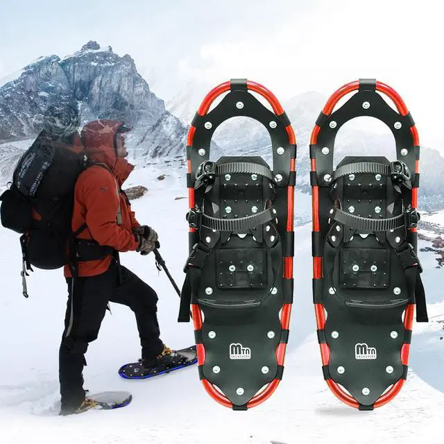 Alt view image 5 of 6 - Snowshoes, Aluminum Snow Shoes for Men and Women with Snowshoes Poles, Outbound Snowshoes with Carrying Bag, Adult Snowshoe Kit 22 Red