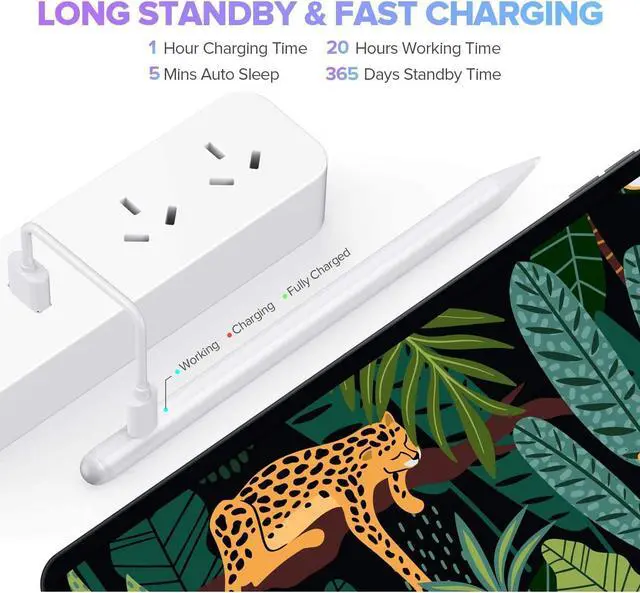 Alt view image 6 of 6 - Stylus Pen for iPad with Palm Rejection, Active Pencil Compatible with (2018-2022) Apple iPad Pro (11/12.9 Inch),iPad Air 3rd/4th Gen,iPad 6/7/8th Gen