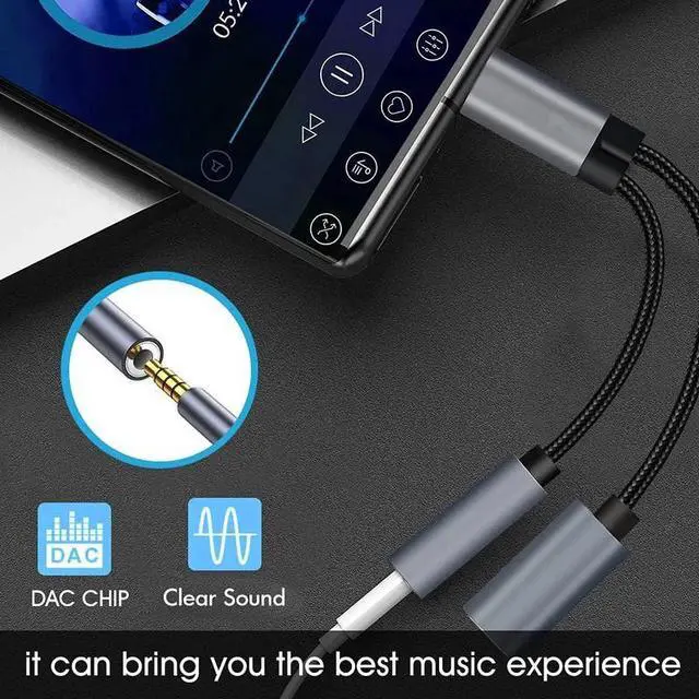 Alt view image 3 of 5 - USB Type C to 3.5mm Headphone and Charger Adapter ,Compatible with Pixel 4 3 XL, Galaxy S22 S21 S20 S20+ Note 20