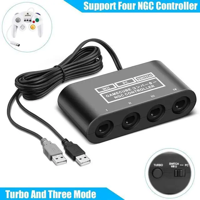 Alt view image 2 of 6 - Gamecube Adapter for Nintendo Switch Gamecube Controller Adapter and WII U and PC, Super Smash Bros Gamecube Controller Adapter. Support Turbo and Vibration Features with 180cm Long Cable