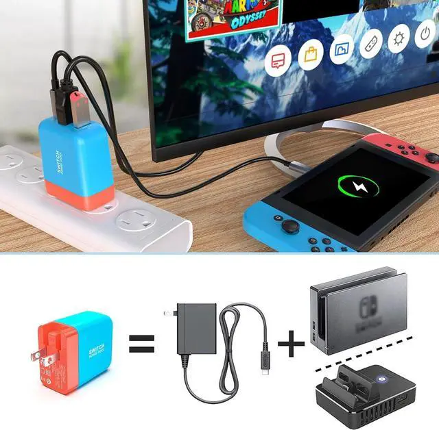 Alt view image 6 of 7 - Switch Dock Charger for Nintendo Switch,36W Portable TV Docking Station for Nintendo Switch with 4K@60Hz HDMI/USB2.0/PD USB-C Fast Charging Ports, Full-Featured USB-C to USB-C Cable Included