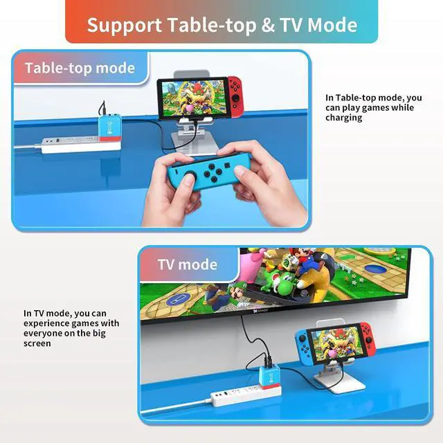Alt view image 7 of 7 - Switch Dock Charger for Nintendo Switch,36W Portable TV Docking Station for Nintendo Switch with 4K@60Hz HDMI/USB2.0/PD USB-C Fast Charging Ports, Full-Featured USB-C to USB-C Cable Included