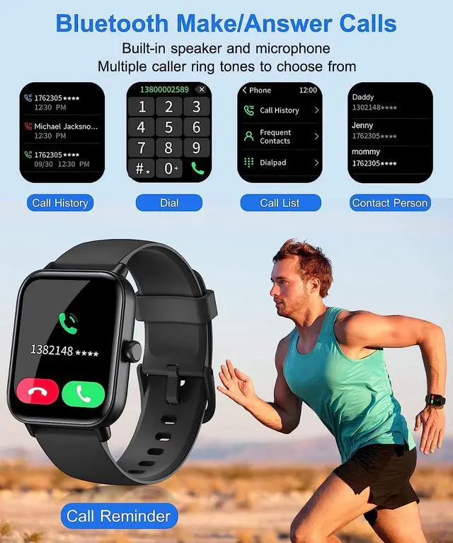 Alt view image 2 of 7 - Smart Watch for Men Women with Bluetooth Call, Alexa Built-in1.8 DIY Dial with Blood Oxygen Heart Rate Sleep Fitness Tracker Notification Weather 100 Sport Modes Smartwatch for Android iOS Phone