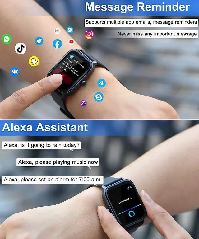 Alt view image 4 of 7 - Smart Watch for Men Women with Bluetooth Call, Alexa Built-in1.8 DIY Dial with Blood Oxygen Heart Rate Sleep Fitness Tracker Notification Weather 100 Sport Modes Smartwatch for Android iOS Phone