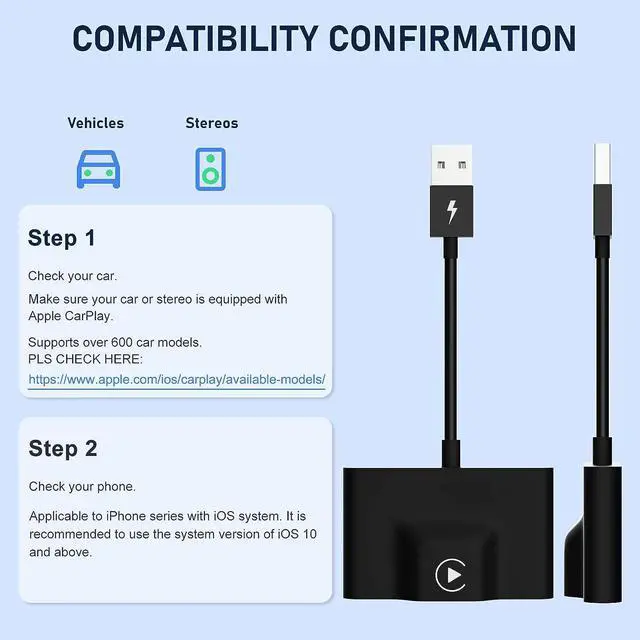 Alt view image 3 of 7 - CarPlay Wireless Adapter for Factory Wired CarPlay 2023 Upgrade Plug & Play Dongle Converts Wired to Wireless for Cars from 2015 & iPhone iOS 10+