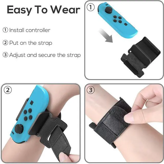 Alt view image 3 of 6 - Upgraded Wrist Bands Compatible with Just-Dance 2024 2023 2022 2021, Adjustable Elastic Straps Compatible with Nintendo Switch & Switch OLED Controllers, 2 Pack for Kids and Adults - Black