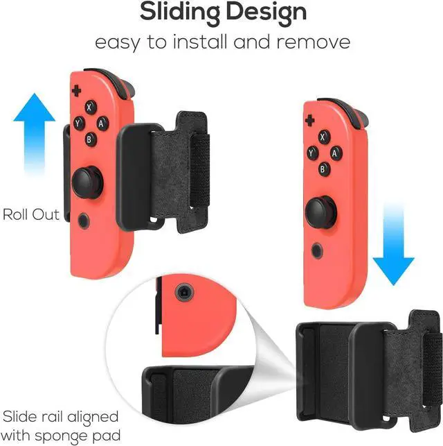 Alt view image 6 of 6 - Upgraded Wrist Bands Compatible with Just-Dance 2024 2023 2022 2021, Adjustable Elastic Straps Compatible with Nintendo Switch & Switch OLED Controllers, 2 Pack for Kids and Adults - Black