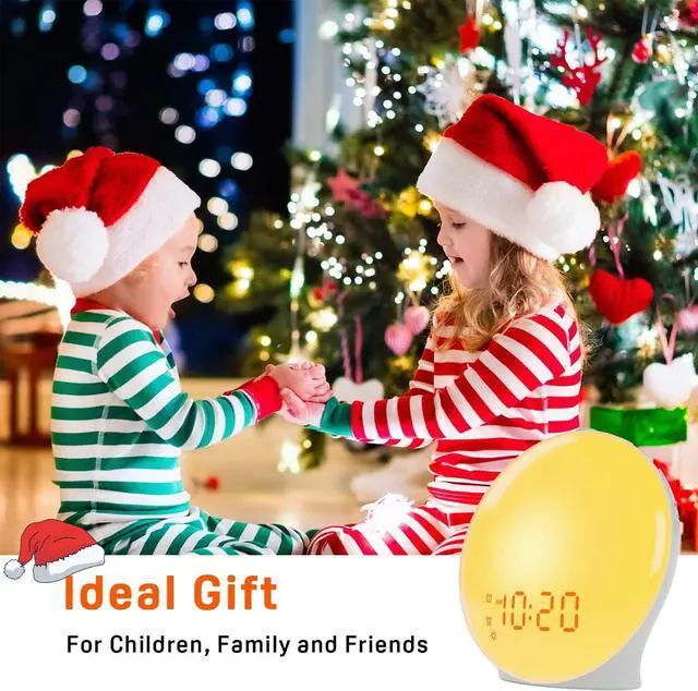 Alt view image 6 of 6 - Wake Up Light Sunrise Alarm Clock for Kids, Heavy Sleepers, Bedroom, with Sunrise Simulation, Sleep Aid, Dual Alarms, FM Radio, Snooze, Nightlight, Daylight, 7 Colors, 7 Natural Sounds, Ideal for Gift