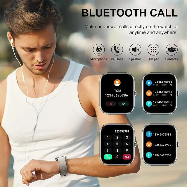 Alt view image 5 of 7 - Smart Watch (Answer/Make Calls), 1.85" Smart Watches for Men Women 110+ Sport Modes Fitness Tracker with Sleep Heart Rate Monitor, Pedometer, IP68 Waterproof Fitness Watch for iOS Android Smart Watch