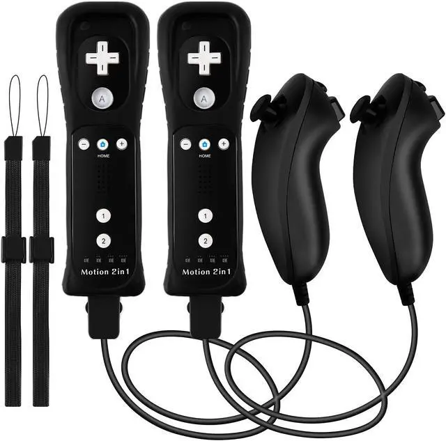 Main image of 2 Pack Wii Remote Controller with Nunchuk Controller,Wireless Controller with Built in Motion Plus for Nintendo Wii & Wii U Console(Black)