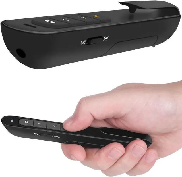 Alt view image 3 of 6 - Wireless Presenter, Hyperlink Volume Control Presentation Clicker RF 2.4GHz USB PowerPoint Clicker Presentation Remote Control Pointer Slide Advancer (Black)