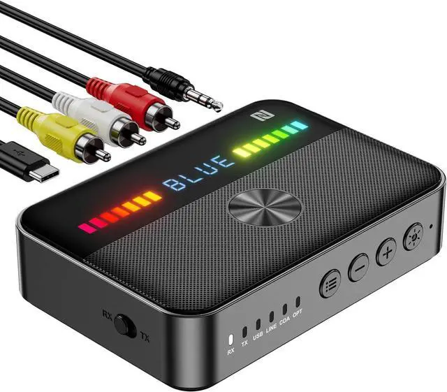 Main image of M13 RGB Bluetooth 5.3 Audio Receiver Transmitter, Bluetooth Audio Adapter for Old Home Stereo/Speakers TV with Display, USB, RCA, 3.5mm AUX, DAC, Coaxial, Optical