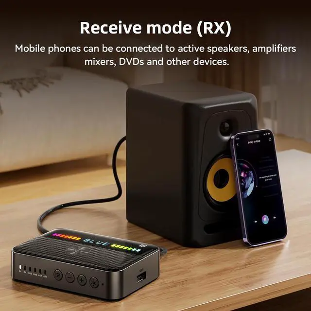Alt view image 5 of 6 - M13 RGB Bluetooth 5.3 Audio Receiver Transmitter, Bluetooth Audio Adapter for Old Home Stereo/Speakers TV with Display, USB, RCA, 3.5mm AUX, DAC, Coaxial, Optical