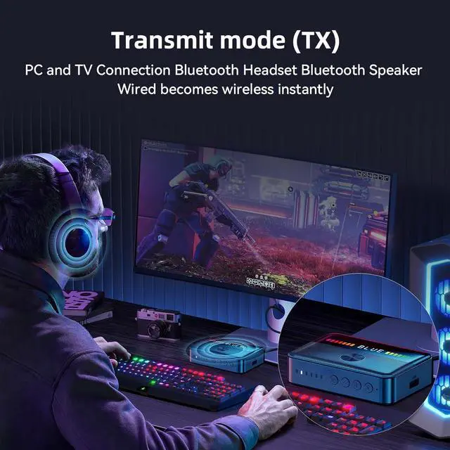Alt view image 6 of 6 - M13 RGB Bluetooth 5.3 Audio Receiver Transmitter, Bluetooth Audio Adapter for Old Home Stereo/Speakers TV with Display, USB, RCA, 3.5mm AUX, DAC, Coaxial, Optical