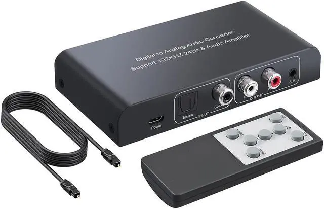 Main image of 192KHz Digital to Analog Audio Converter Digital Toslink Coaxial SPDIF Optical Input RCA 3.5mm Output Converter with Volume Adjustable Remote Control